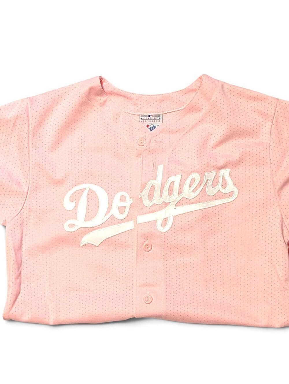 Vintage Y2K Majestic LA Dodgers Pink Mesh MLB Baseball Jersey Women XL USA